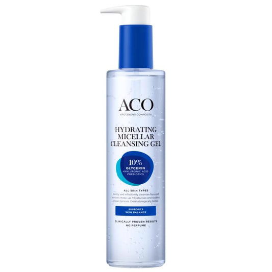 ACO Face Hydrating Micellar Cleanser Gel Protect miselligeeli 200 ml hellävarainen ja hajusteeton puhdistus kasvoille