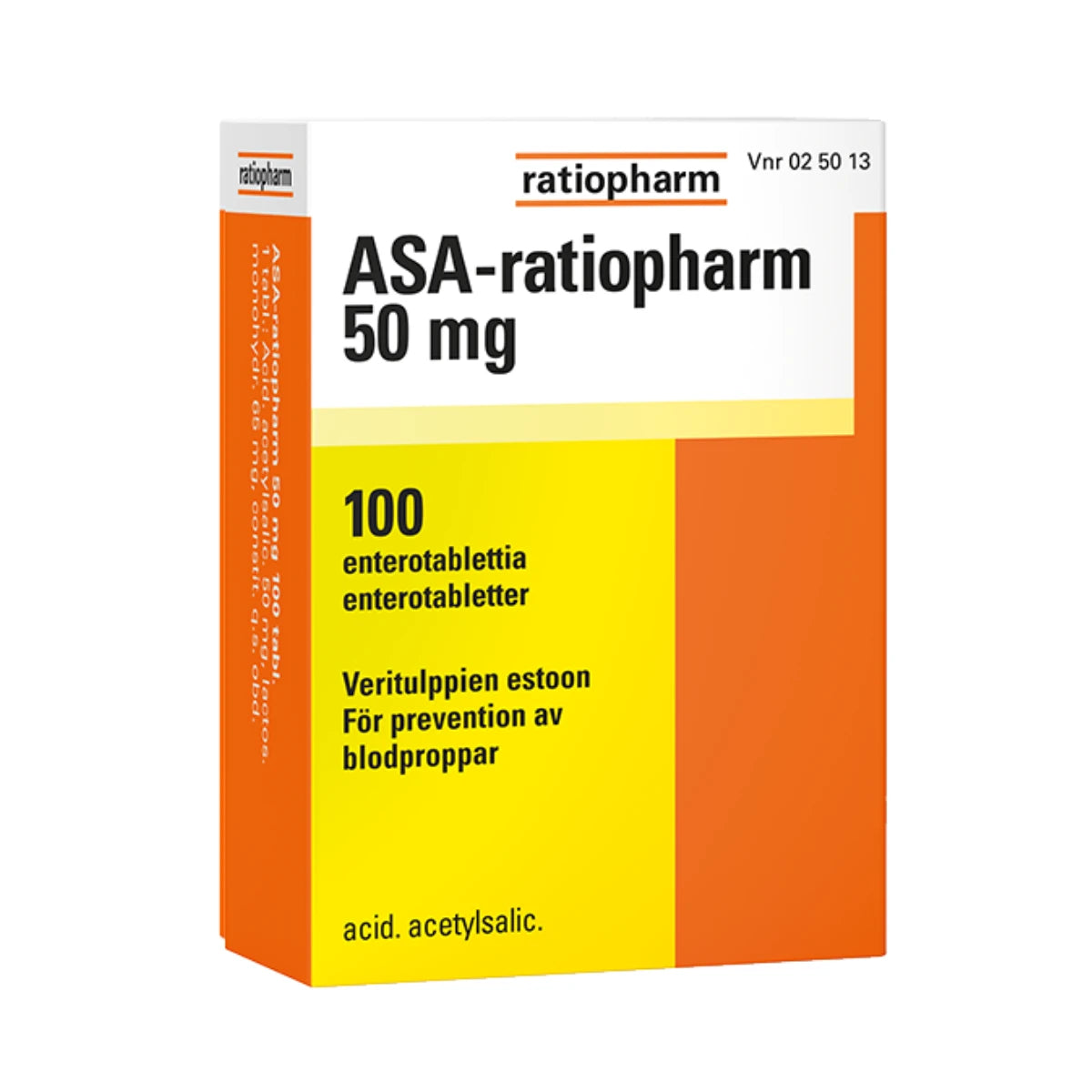 ASA-RATIOPHARM 50 mg enterotabletti 100 kpl