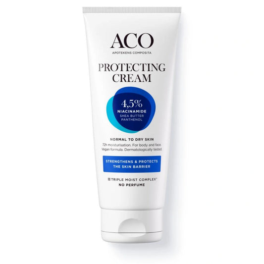 ACO Body Protecting Cream Protect 200 ml kosteuttaa ja suojaa kuivaa ja herkkää ihoa vahvistaen ihon omaa luonnollista suojaa