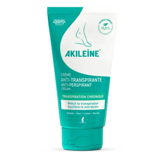 AKILEINE Anti-perspirant Foot Cream voide hikoiluun 75 ml hikoilua vähentävä jalkavoide, joka säilyttää ihon oman mikrobiflooran