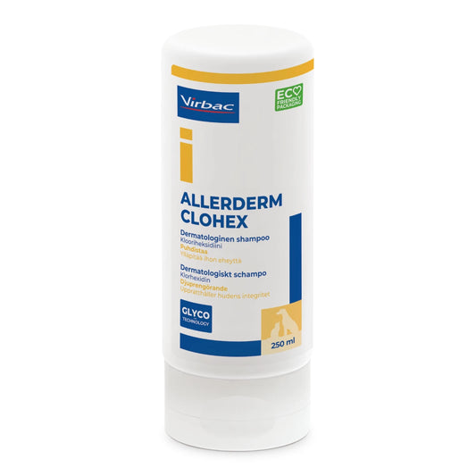 Allerderm Clohex Dermatologinen shampoo 250 ml puhdistaa ja ylläpitää ihon terveyttä