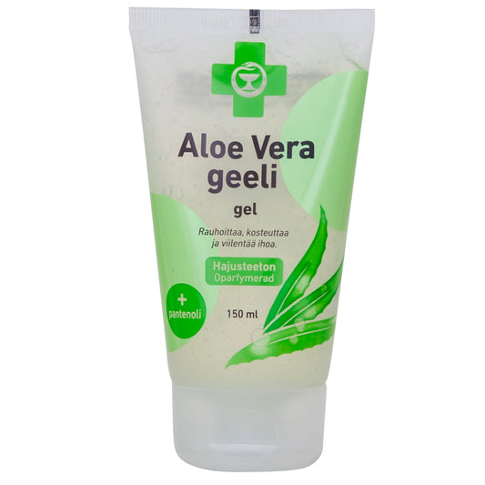 APTEEKKI Aloe Vera geeli 150 ml Rauhoittaa, kosteuttaa ja viilentää ihoa