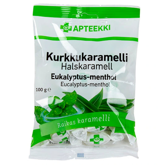 APTEEKKI Kurkkukaramelli Eukalyptus-menthol 100 g