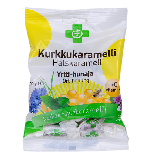 APTEEKKI Kurkkukaramelli Yrtti-hunaja 100 g