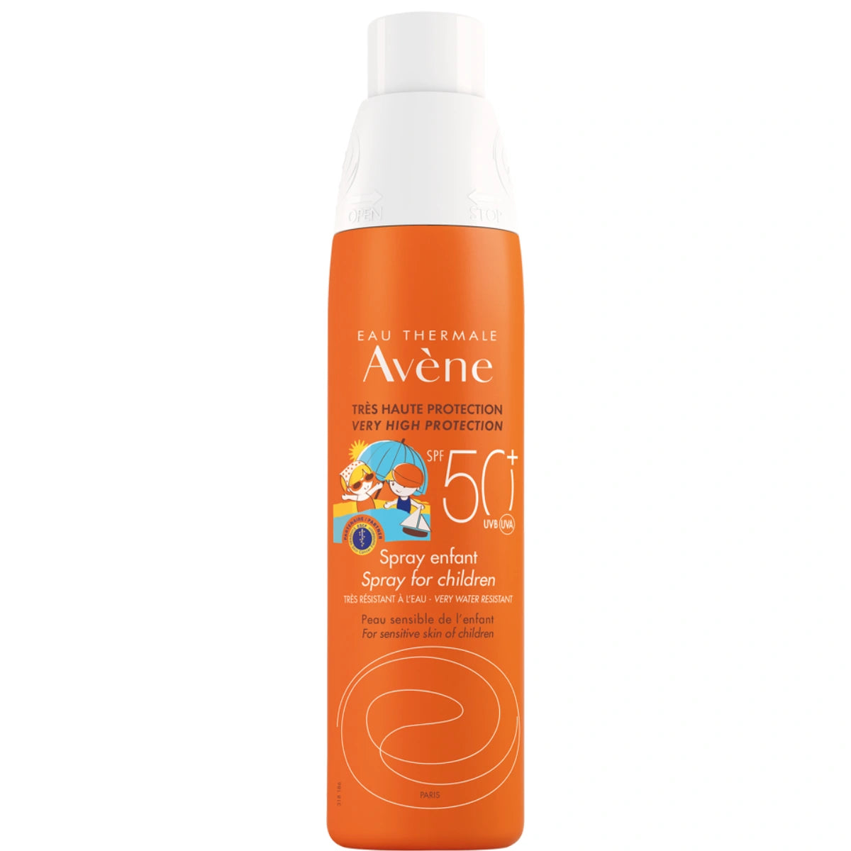 AVENE Sun Spray Children SPF50+ aurinkosuojaspray kasvoille ja vartalolle 200 ml