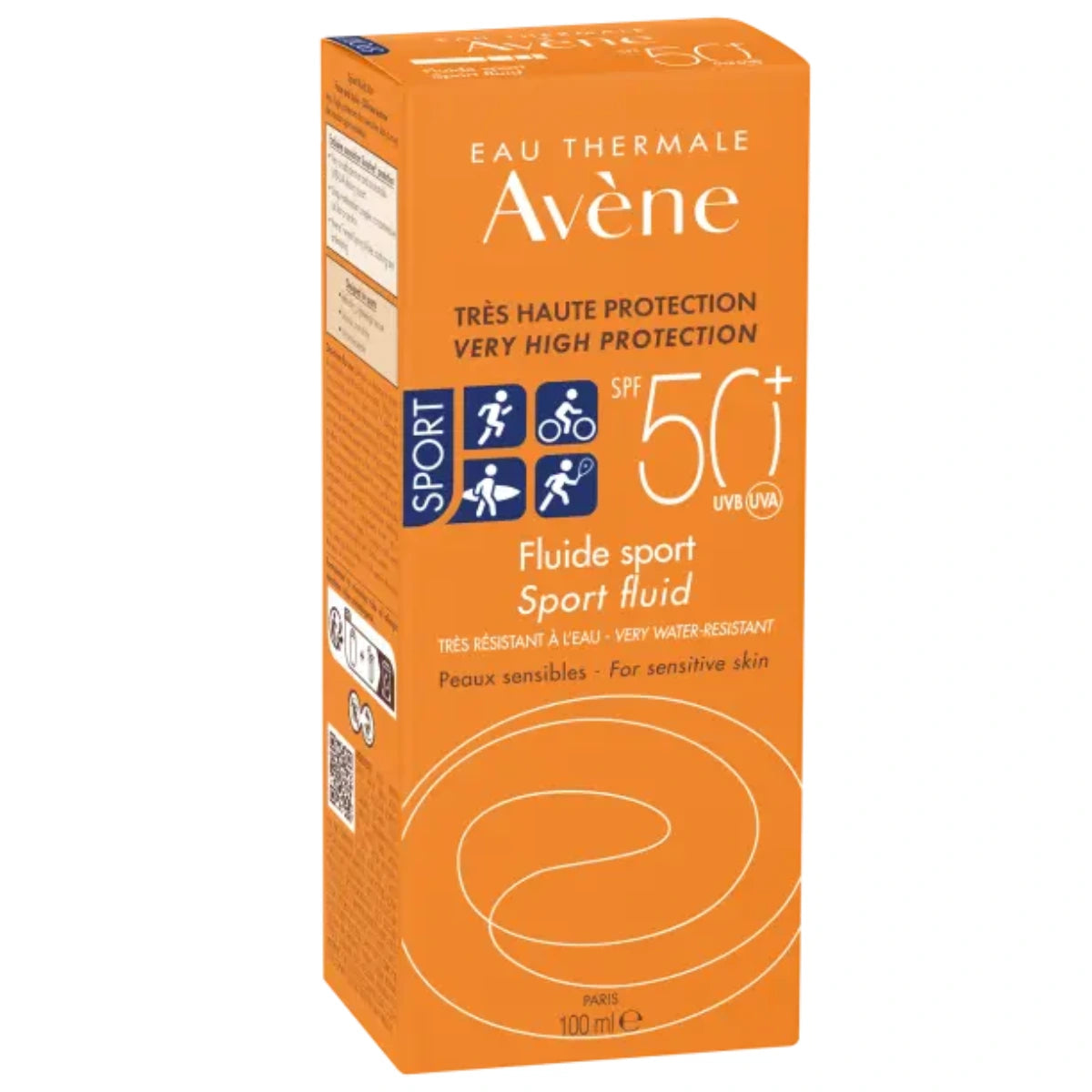 AVENE Sun Sport Fluid SPF50+ 100 ml aurinkosuojavoide erityisesti urheilusuoritusten aikana käytettäväksi