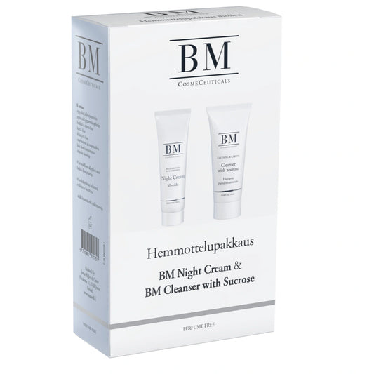 BM Night Cream 50 ml & BM Cleanser With Sucrose 100 ml lahjapakkaus