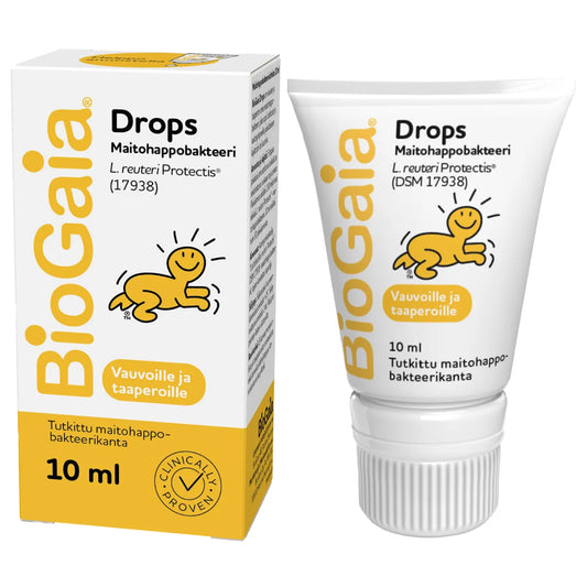 BIOGAIA Drops maitohappobakteeritippa 10 ml vauvoille ja taaperoille ilman D-vitamiinia