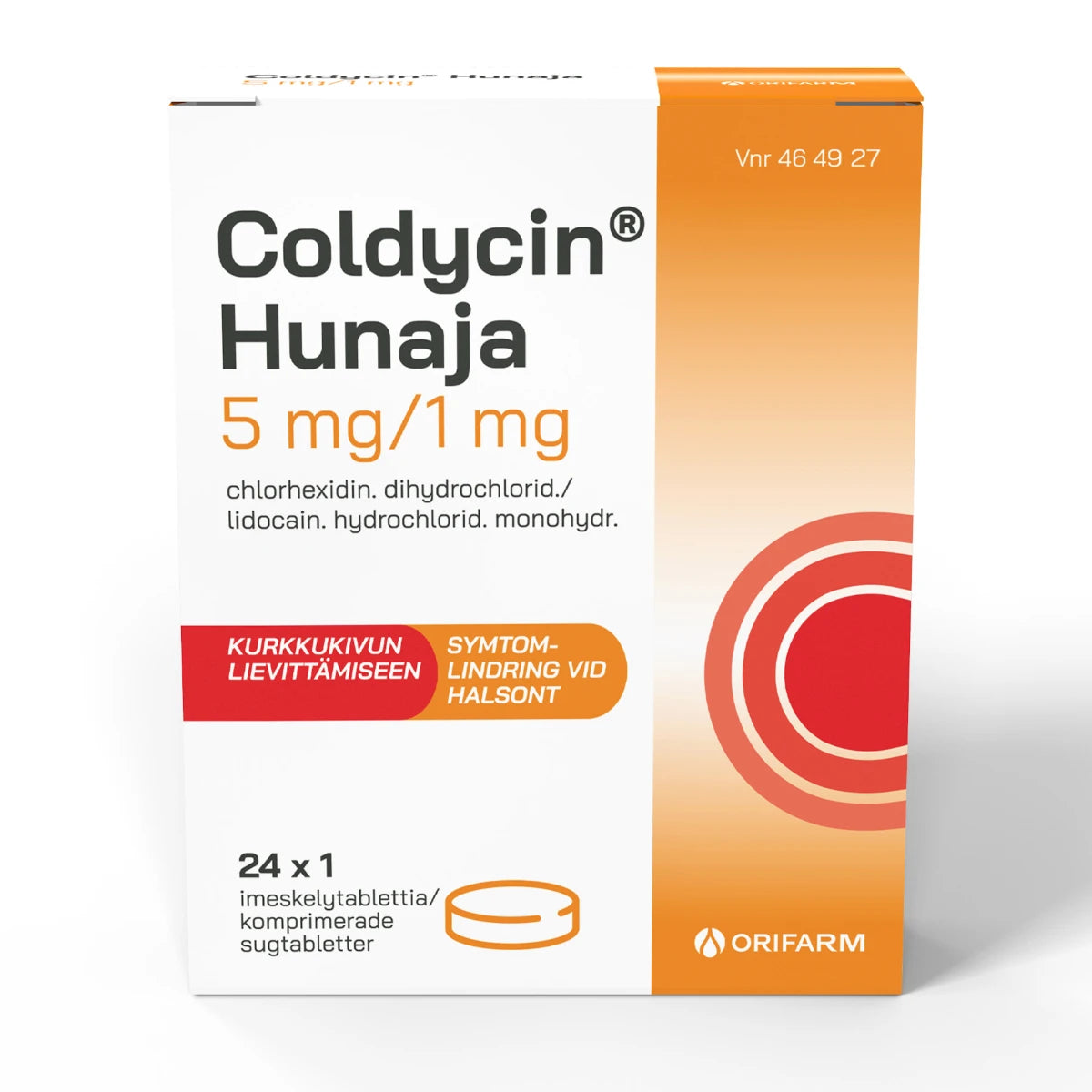 COLDYCIN Hunaja imeskelytabletti 5/1 mg 24 fol kurkkikivun lievittämiseen