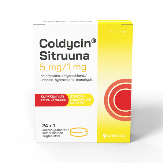 COLDYCIN Sitruuna imeskelytabletti 5/1 mg 24 fol kurkkukivun lievittämiseen