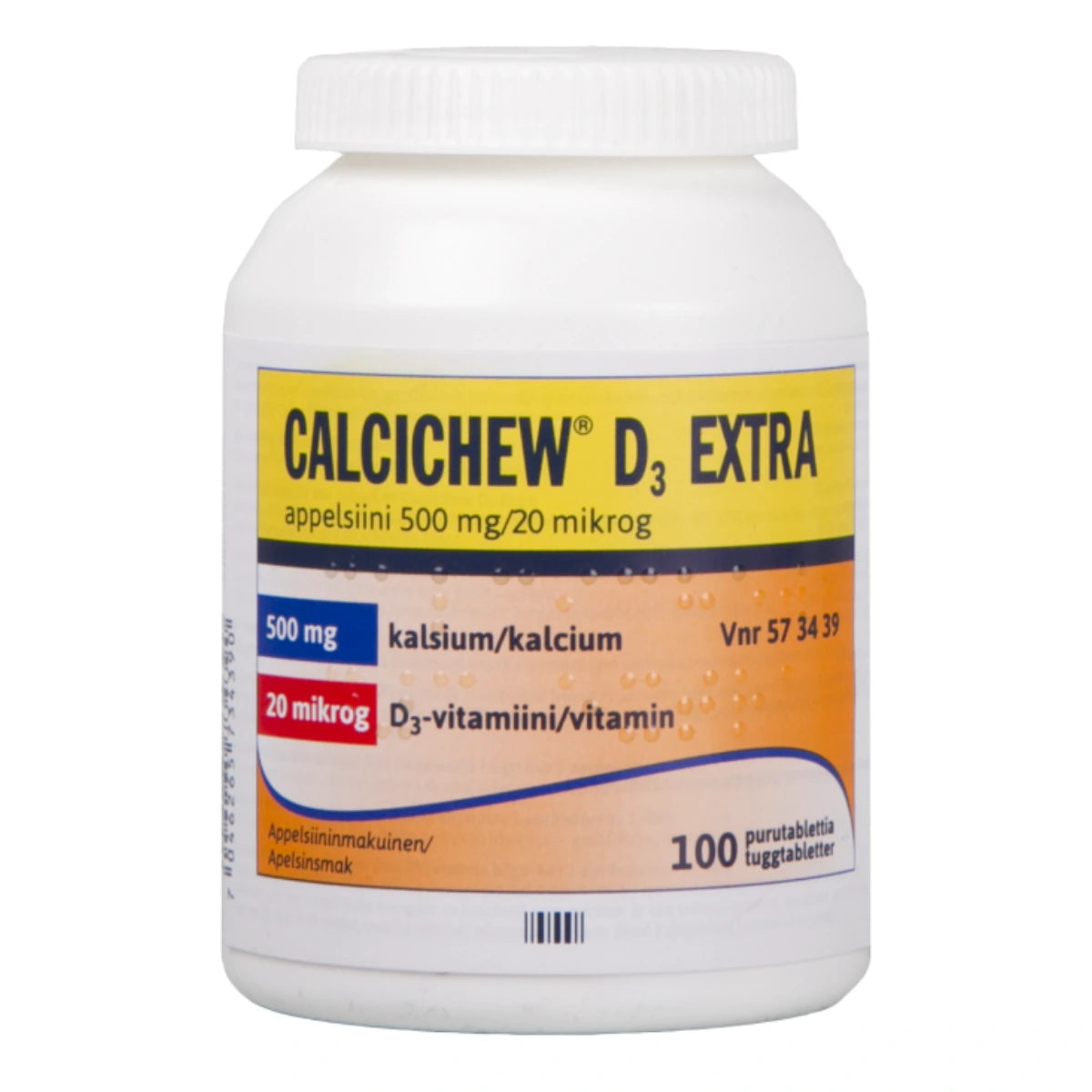 CALCICHEW D3 Extra Appelsiini 500 mg / 20 mikrog purutabletti 100 kpl