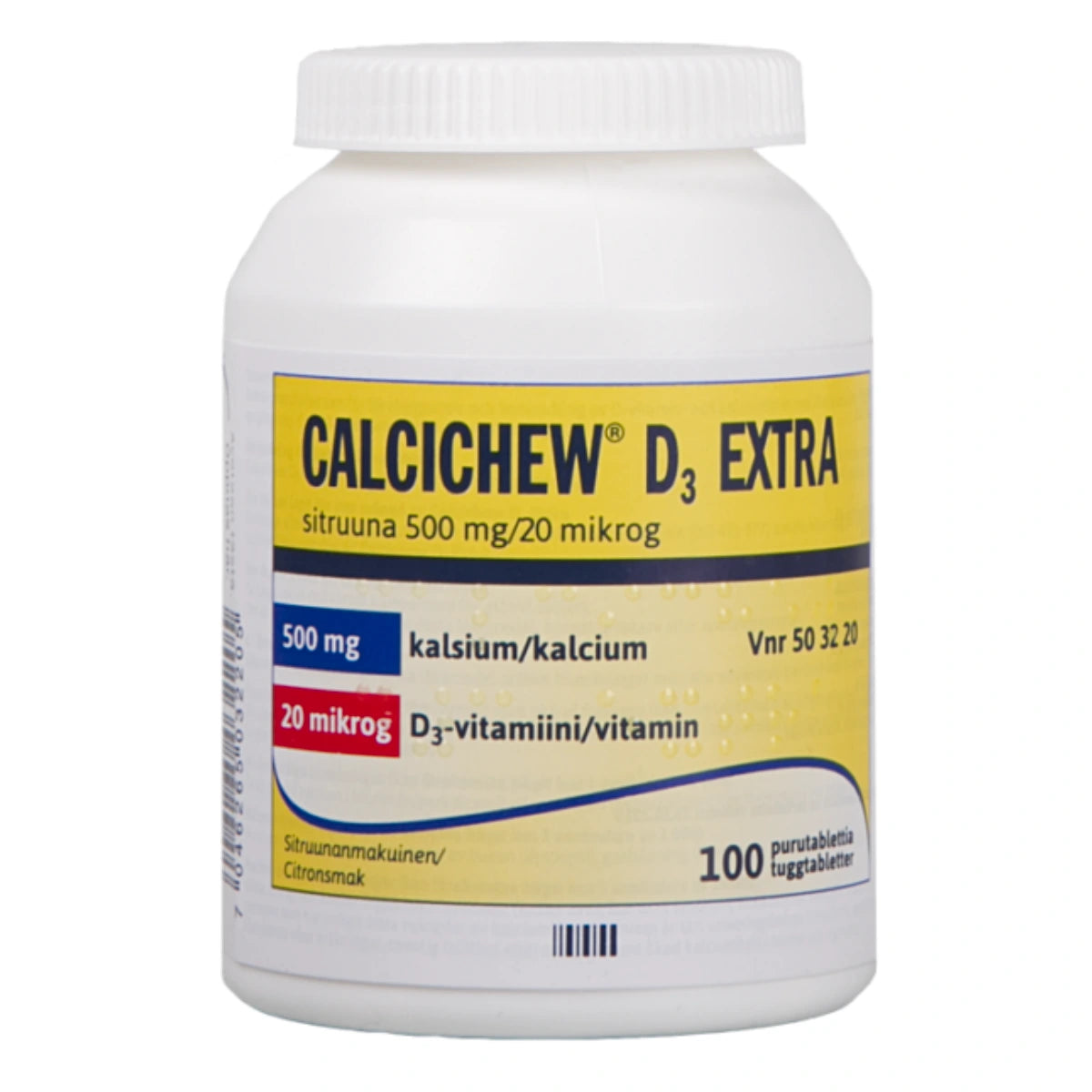 CALCICHEW D3 Extra Sitruuna 500 mg / 20 mikrog purutabletti 100 kpl