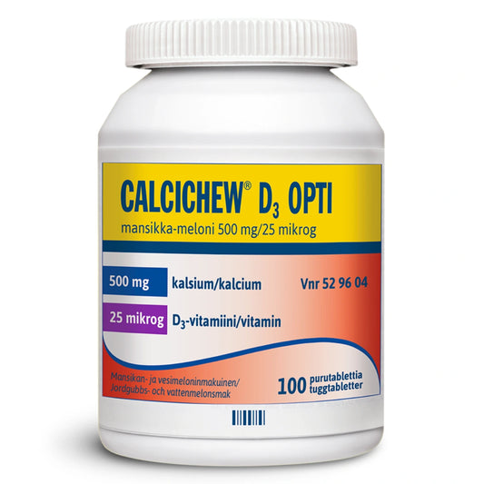 CALCICHEW D3 Opti Mansikka-meloni 500 mg / 25 mikrog purutabletti 100 kpl