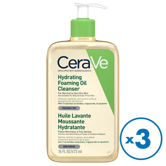 CERAVE Hydrating Foaming Oil Cleanser puhdistusöljy 3x473 ml osta enemmän kerralla edullisemmin -kampanjapakkaus