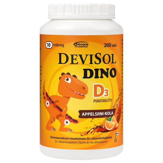 DEVISOL Dino Appelsiini-Kola 10 mikrog purutabletti 200 kpl