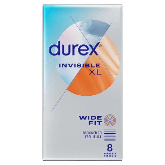 DUREX Invisible XL Wide Fit Kondomi 8 kpl