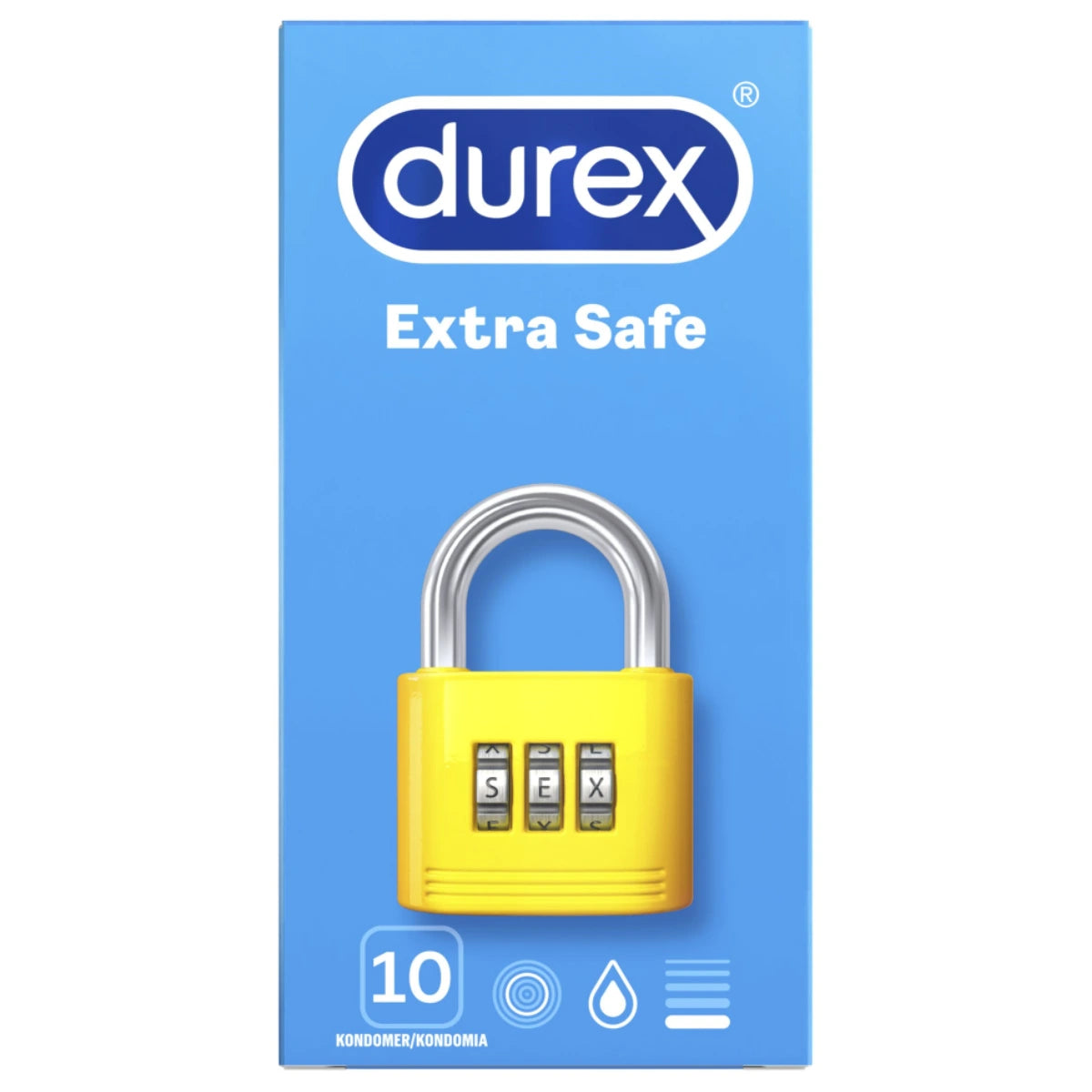 DUREX Extra Safe kondomi 10 kpl hieman paksumpi luonnonkumikondomi