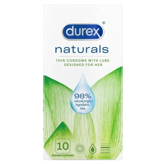 Durex Naturals kondomi 10 kpl liukasteella