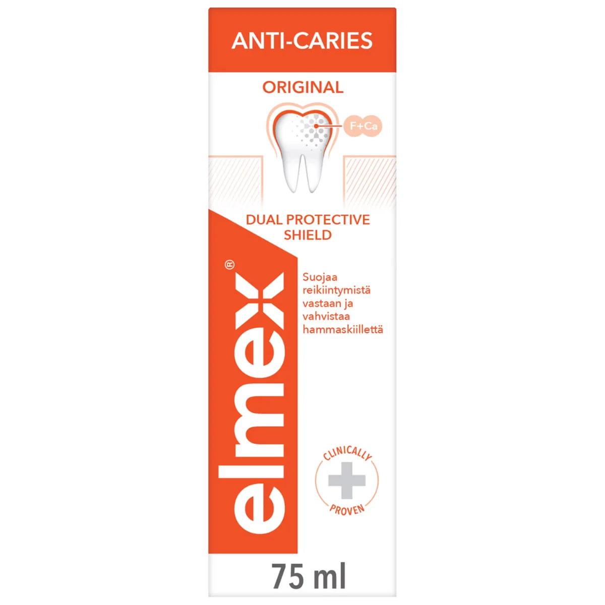 Elmex Anti-Caries Hammastahna 75 ml suojaa reikiintymiseltä ja vahvistaa hammaskiillettä