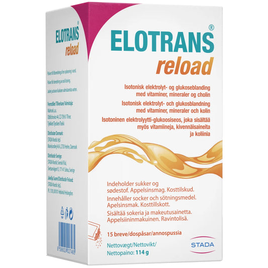 ELOTRANS Reload 15 kpl isotoninen eletrolyytti-glukoosiseos nesteystysjuomaa varten