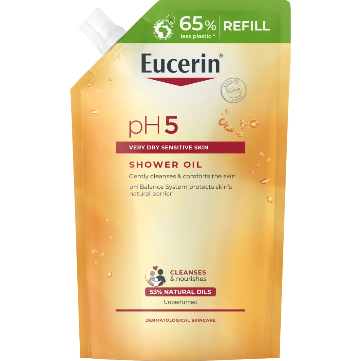 EUCERIN pH5 Shower Oil Refill hajusteeton 400 ml suihkuöljy herkälle ja kuivalle iholle