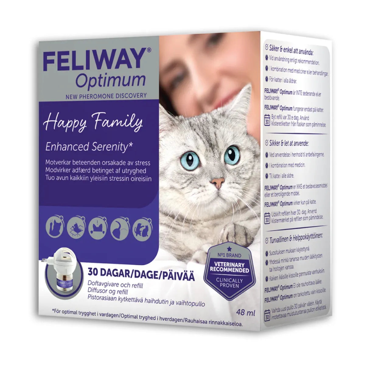 FELIWAY OPTIMUM Feromoniliuos ja haihdutin 48 ml stressin oireisiin kissalle