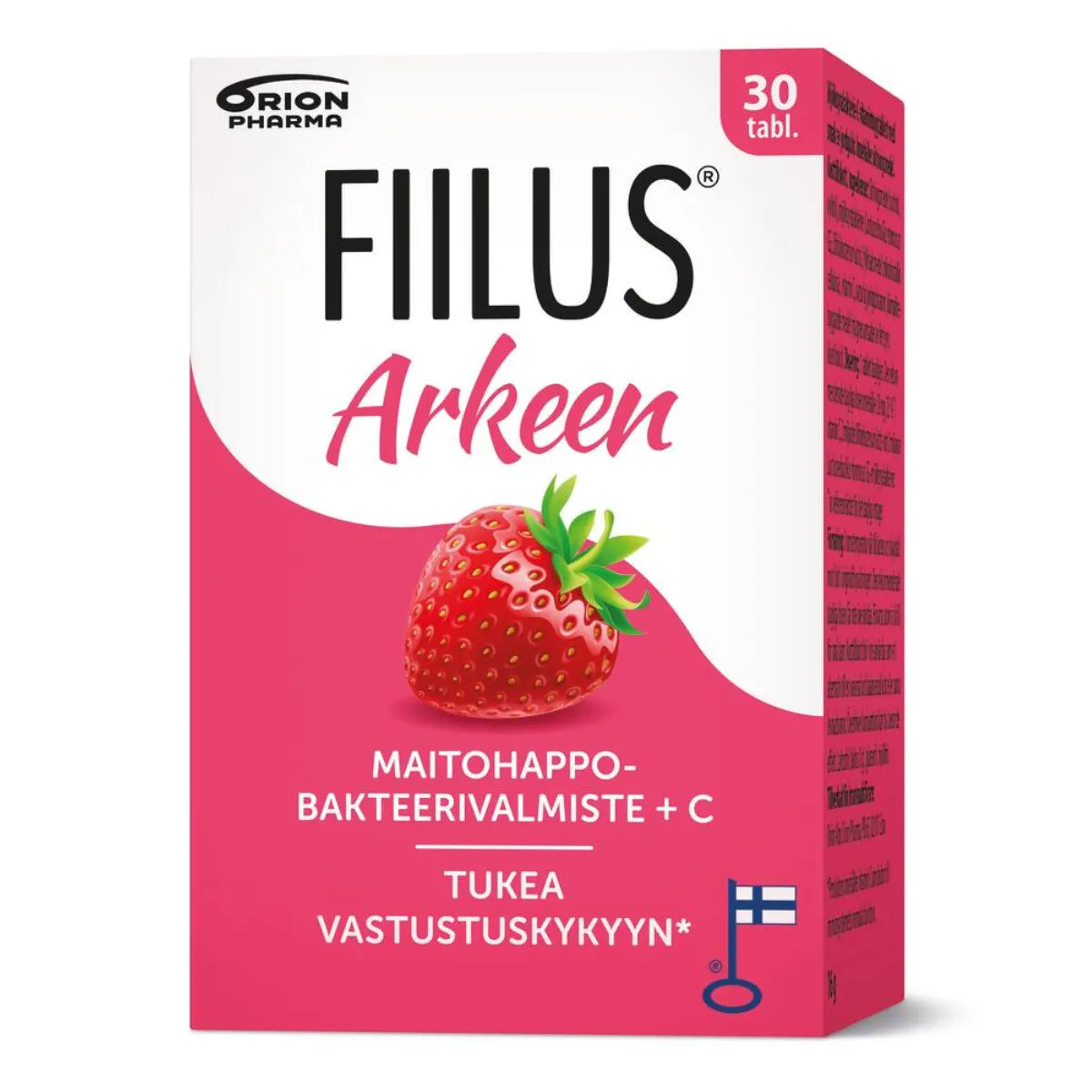 Fiilus Arkeen +C Mansikka 30 purutablettia on mansikanmakuinen maitohappobakteeria sisältävä ravintolisä