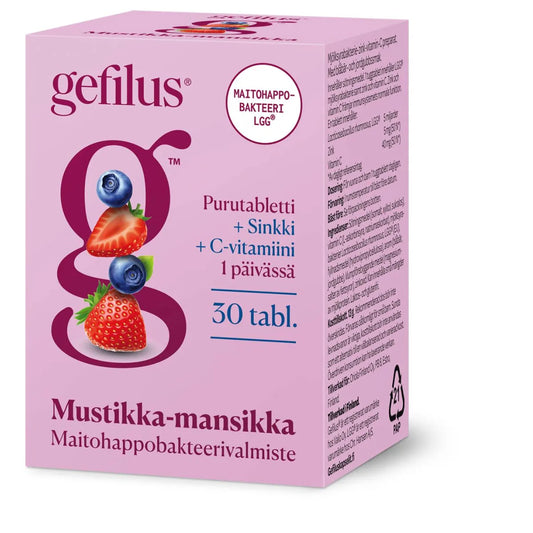 Gefilus C+Sinkki mansikka-mustikka 30 kpl maitohappobakteerivalmiste