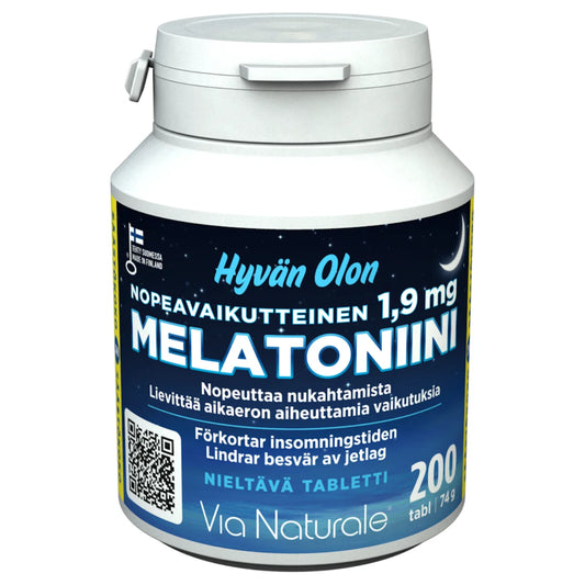 Hyvän Olon Nopeavaikutteinen Melatoniini 1,9 mg tabletti 200 kpl