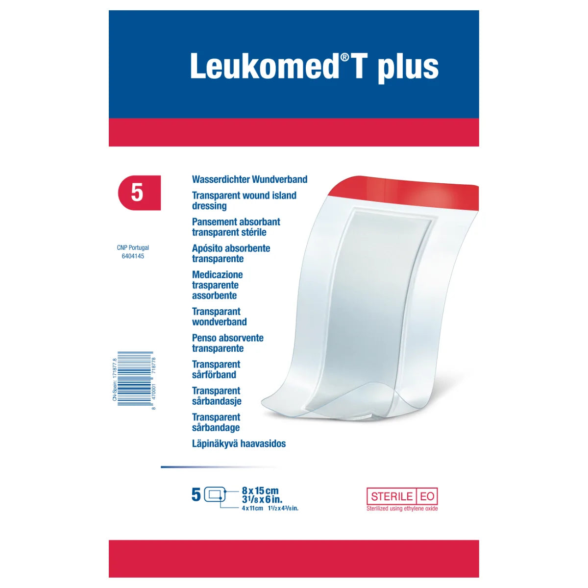 Leukomed T-Plus 8 x 15 cm 5 kpl läpiänäkyvä haavasidos