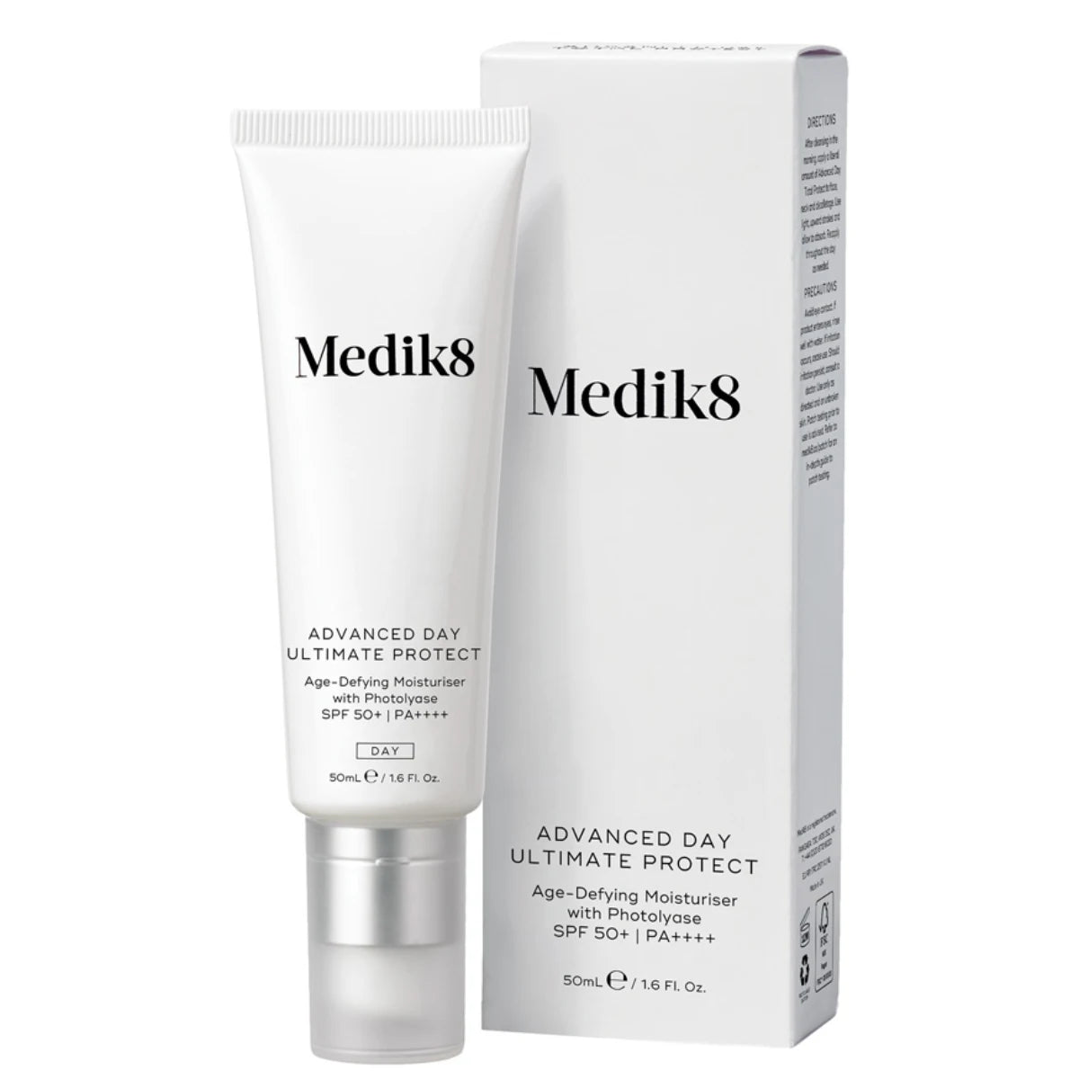 MEDIK8 Advanced Day Ultimate Protect SPF50 50 ml kosteuttaa ja ravitsee ihoa samalla kun suojaa ihoa ympäristötekijöiden ihoa vanhentavalta vaikutukselta