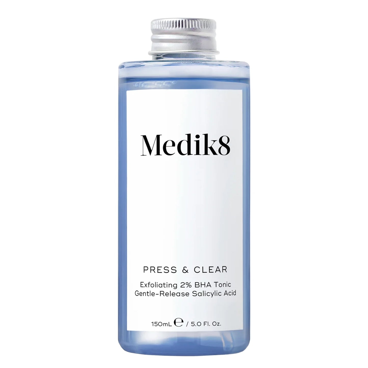 Medik8 Press & Clear Refill hoitovesi 150 ml – Kuoriva 2 % BHA hoitovesi hitaasti vapautuvalla salisyylihapolla.