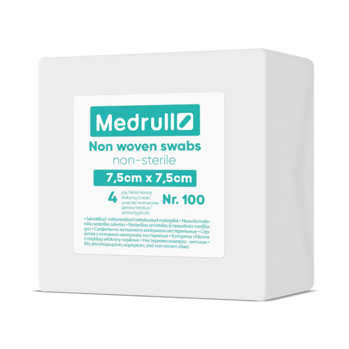 MEDRULL Kuitukangastaitos Non Woven Swab 7,5 x 7,5 cm 100 kpl