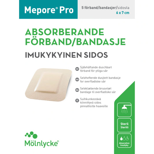 MEPORE Pro haavasidos vedenkestävä 6 x 7 cm 5 kpl pinnallisille haavoille