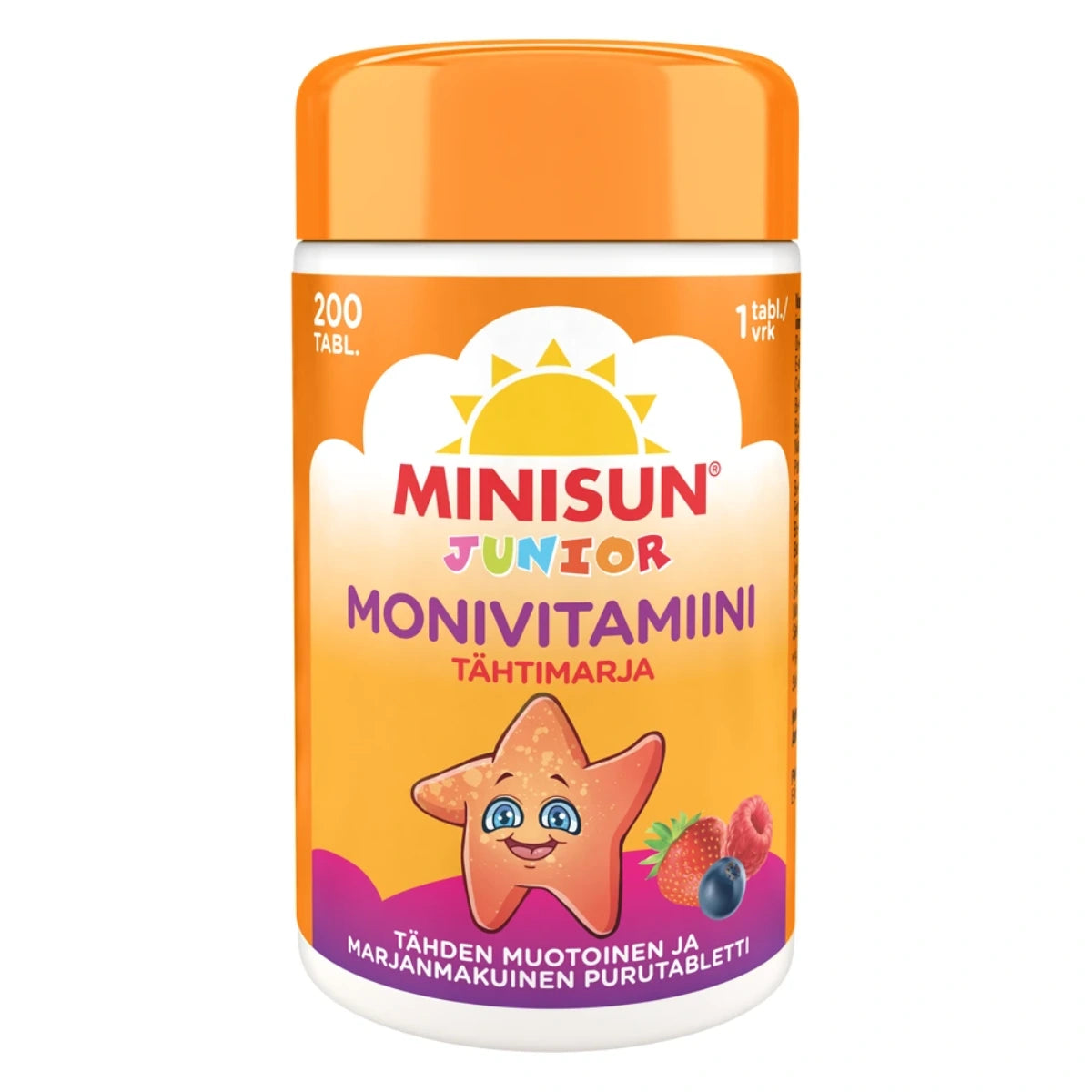 MINISUN Junior Monivitamiini Tähtimarja 200 Kpl – Nettiapteekki.fi