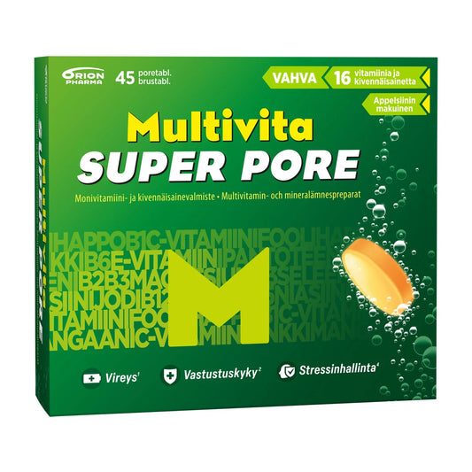 Multivita Super Pore Monivitamiini – raikas appelsiininmakuinen porejuomatabletti