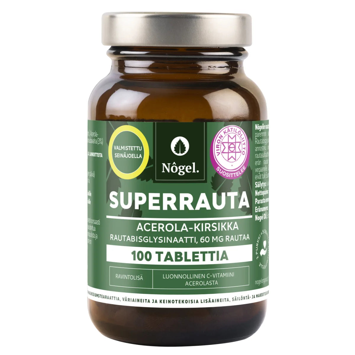 Nogel Superrauta Acerola-kirsikka 60 mg 100 tabl