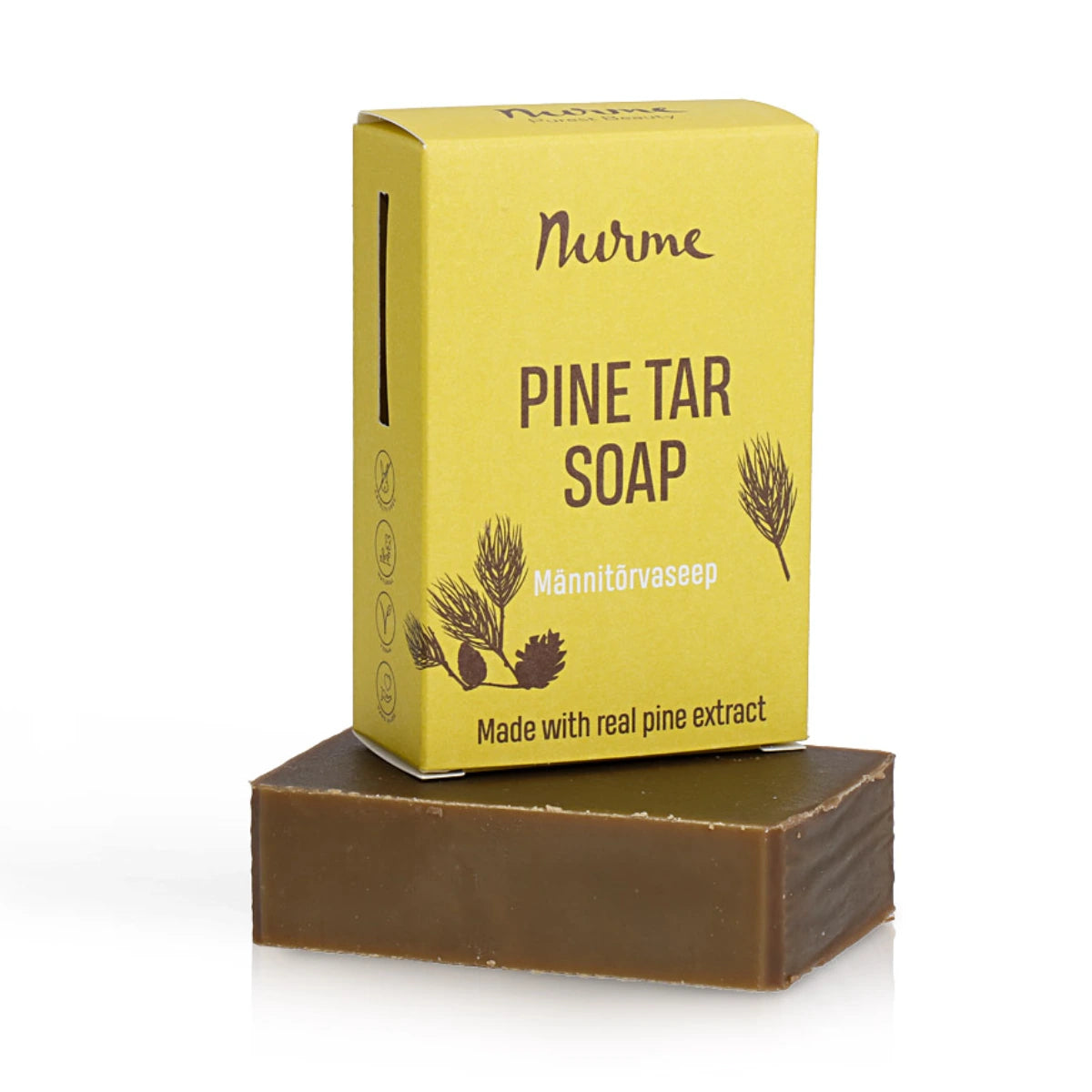 Nurme Pine Tar Soap Männyntervapalasaippua 100 g soveltuu erityisesti kuivalle iholle