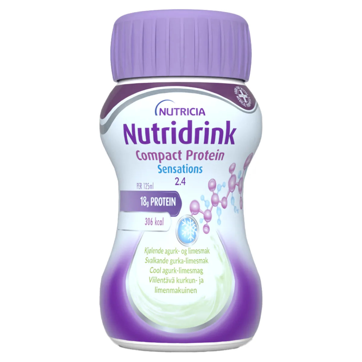 NUTRIDRINK Compact Protein Sensations Viilentävä kurkun- ja limenmakuinen 4x125 ml