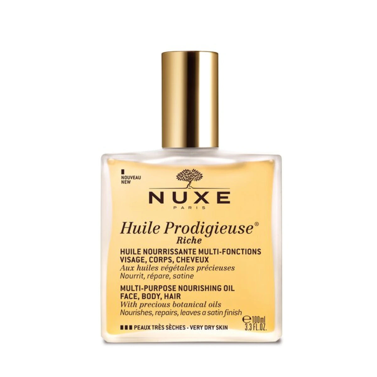 NUXE Huile Prodigieuse Multi-Purpose Nourishing Oil Riche 100 ml monikäyttöinen öljy kasvoille, vartalolle ja hiuksille