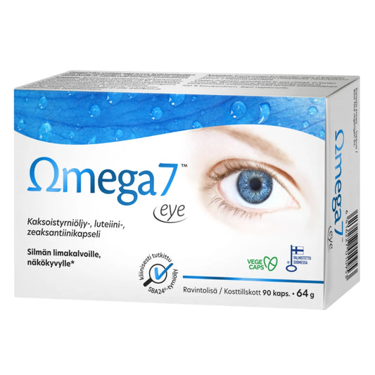 OMEGA7 Eye kaksoistyrniöljykapseli 90 kpl Silmän limakalvojen kosteuttamiseen