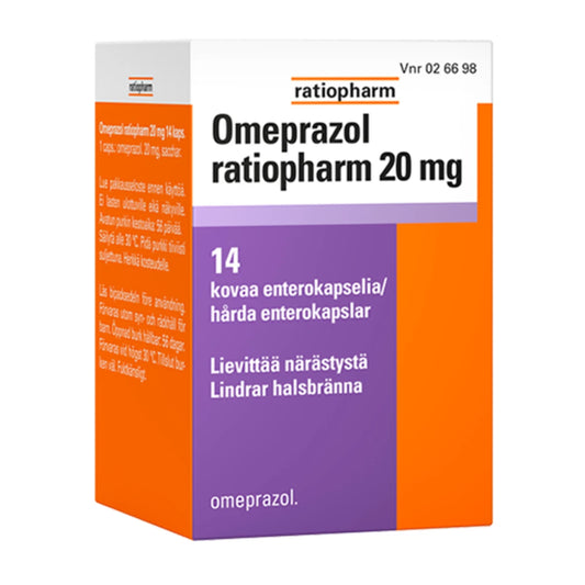 OMEPRAZOL RATIOPHARM 20 mg enterokapseli, kova 14 kpl