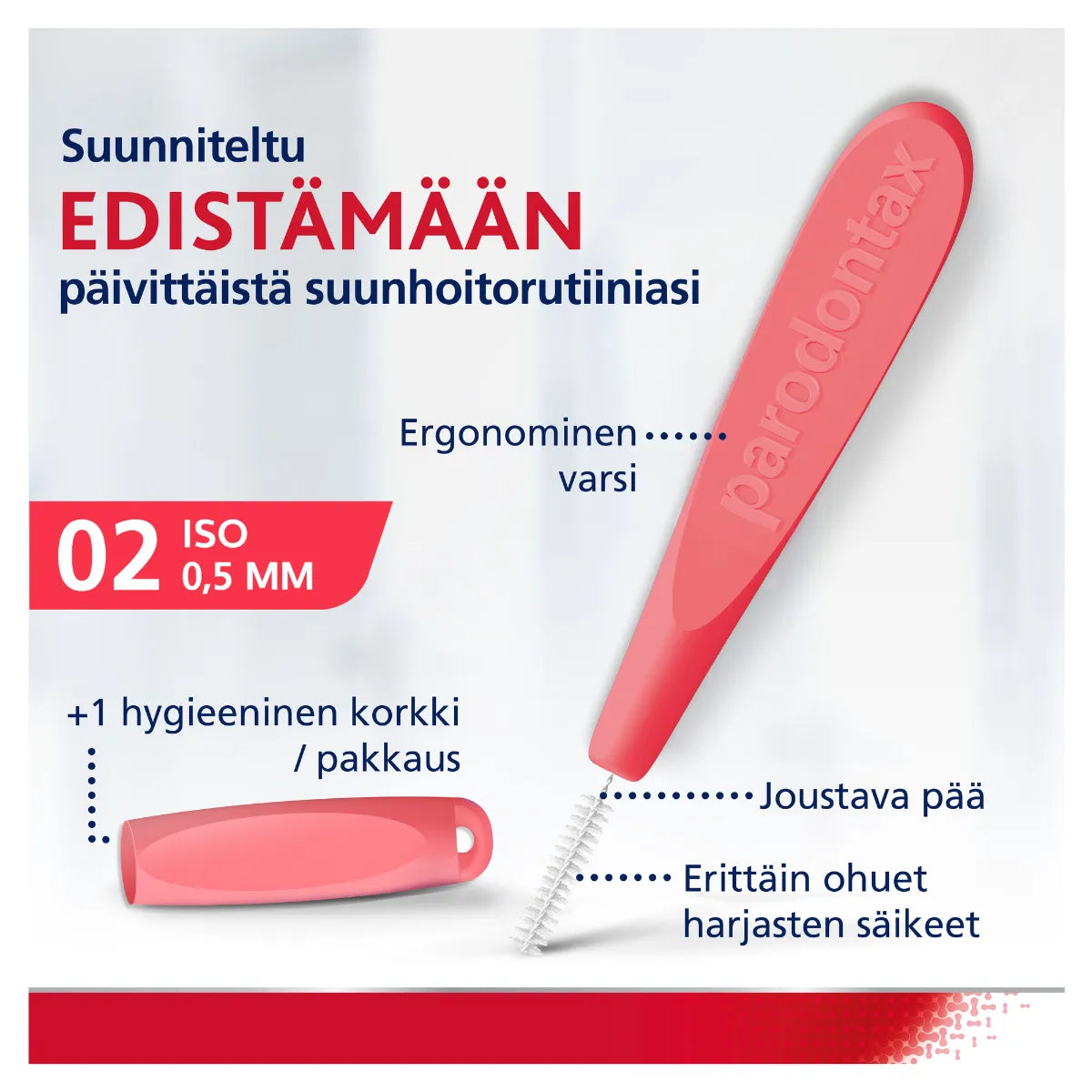 PARODONTAX Interdental Brush 0,5 mm hammasväliharja 6 kpl edistää suunhoitorutiiniasi