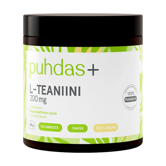 Puhdas+ L-Teaniini 40 g helppokäyttöinen jauhe vihreästä teestä