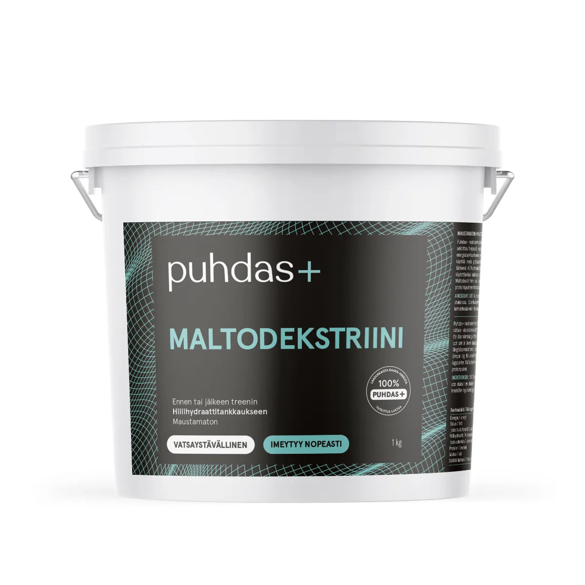 Puhdas+ Maltodekstriini 1,0 kg hiilihydraattitankkaukseen maustamaton jauhe