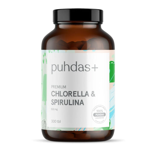 Puhdas+ Premium Chlorella & Spirulina 500 mg tabletti 300 kpl