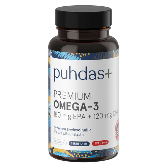 Puhdas+ Premium Omega-3  180 mg EPA / 120 mg DHA kapseli 80 kpl