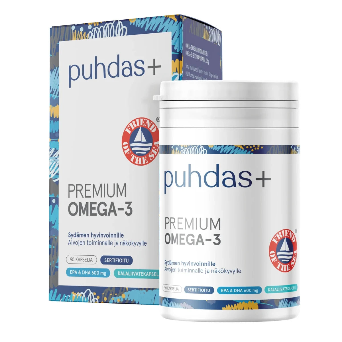 PUHDAS+ Premium omega-3 kalaöljykapseli 90 kpl