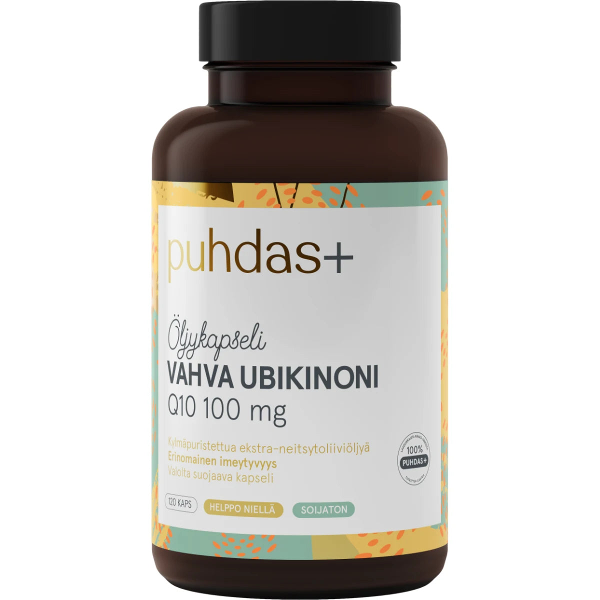 PUHDAS+ Vahva Ubikinoni Q10 100 mg oliviiöljykapseli 120 kpl