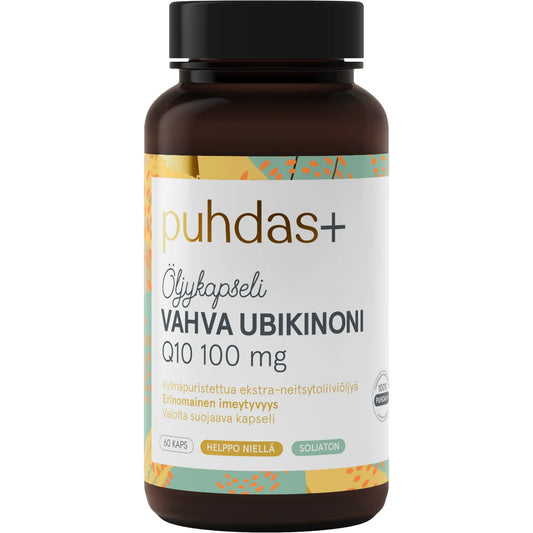 PUHDAS+ Vahva Ubikinoni Q10 100 mg oliviiöljykapseli 60 kpl